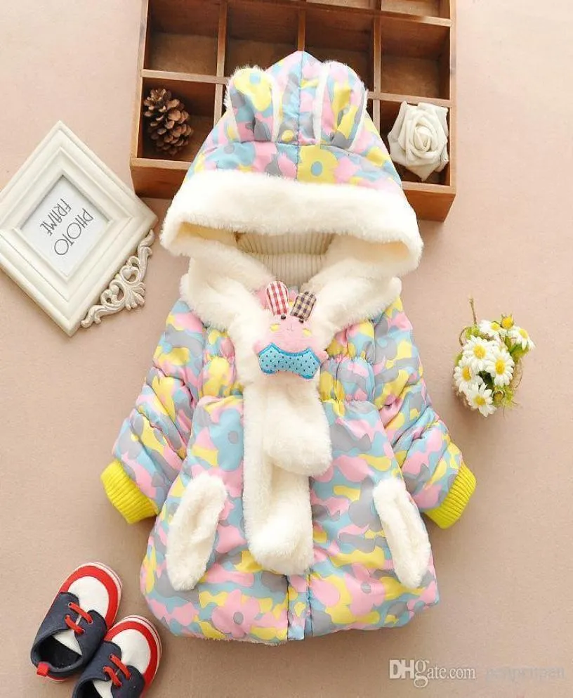 かわいいウサギの赤ちゃん冬用ジャケット厚い綿パッドの女の赤ちゃんアウター幼児の男の子パーカー幼児の女の子スノーウェアwl11765851927