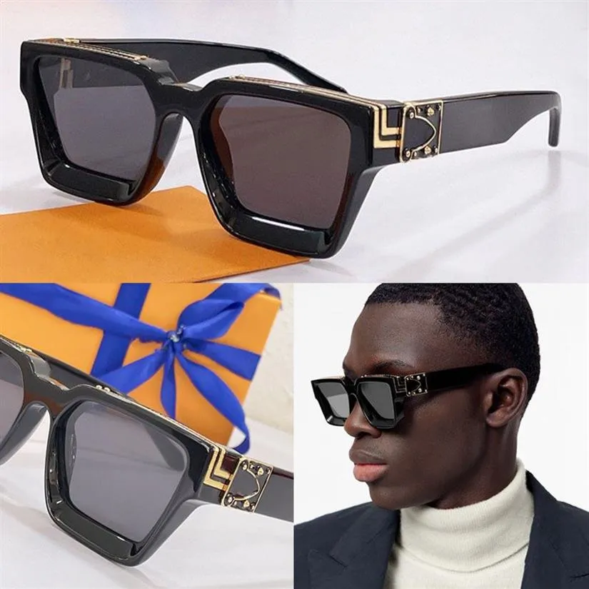 أعلى جودة المليونير النظارات الشمسية السوداء إطار أسيتات Z1165 الصيف على غرار المعادن الذهبية المنقوش نمط الفاخرة العلامة التجارية العلامة التجارية Eyegla308c
