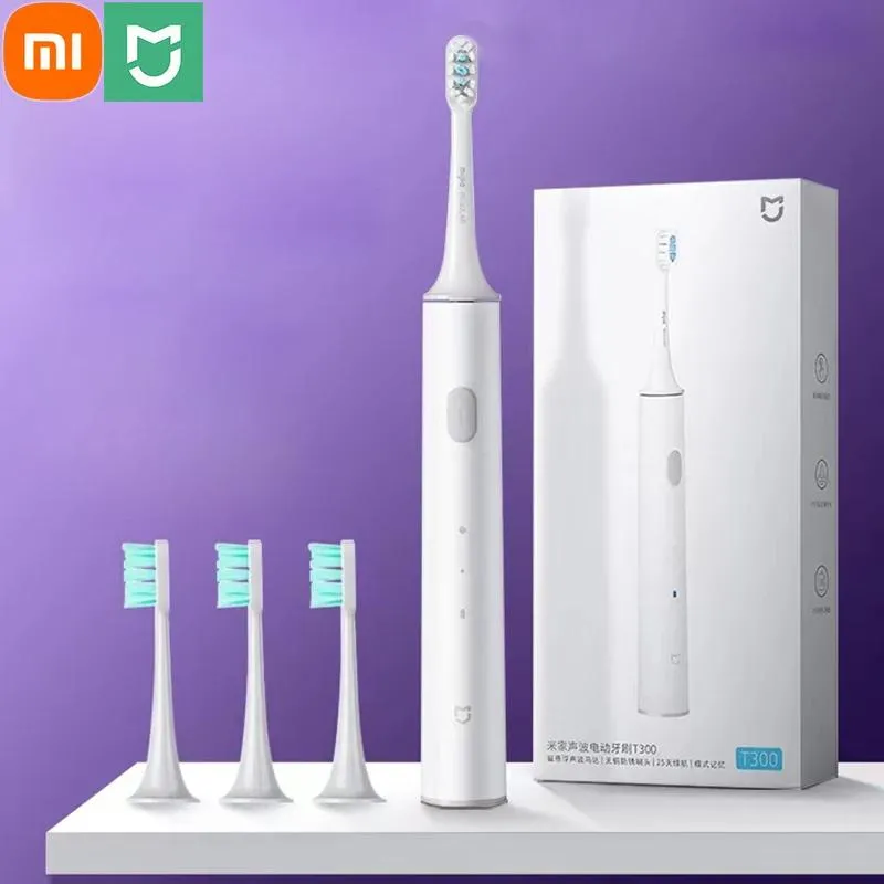 Escova de dentes xiaomi mijia escovas de dentes elétricas T300 originais ipx7 pincel de dente ultrassônico à prova d'água adultos crianças escovas de dentes recarregáveis ​​USB