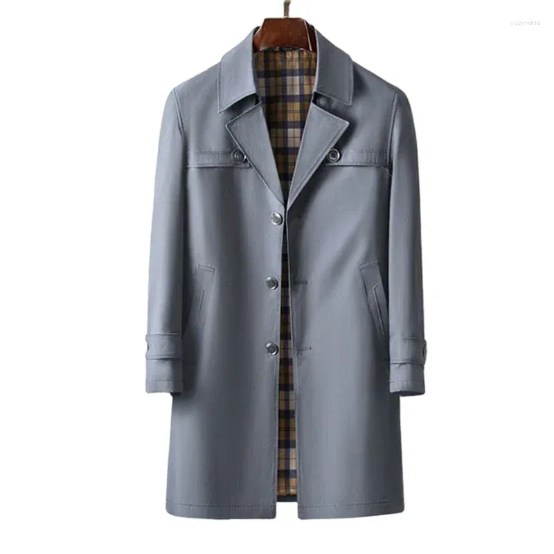 Trench maschili boutique s-8xl elegante più fertilizzante in stile plaid in stile italiano slim moda versatile versatile cappotto lungo