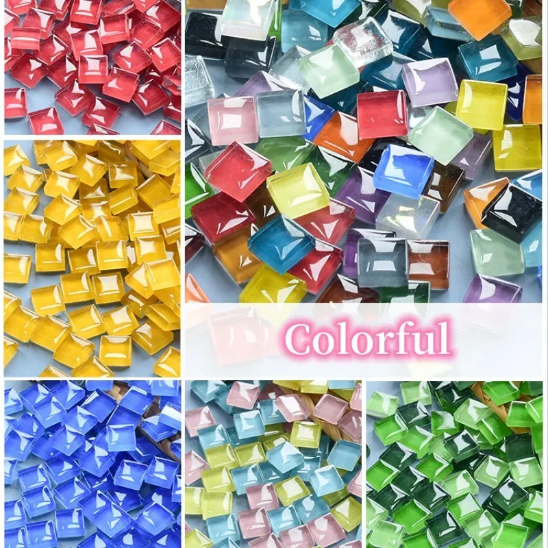 450pcs Quadratkristallglas farbenfrohe Mosaiksteine ​​DIY handgefertigtes kreatives Dekorationszubehör für Kinder Home Dekoration 231222