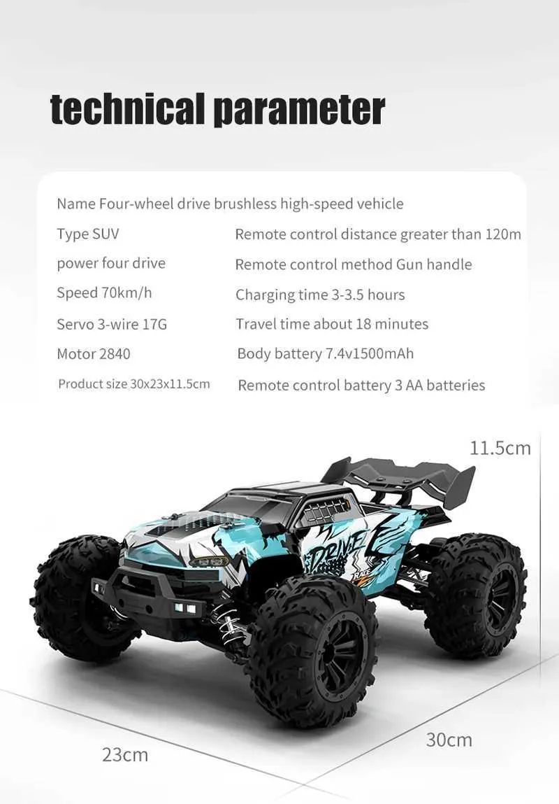 Electric/RC Car 1 16 Brushless RC Car Off Road 4x4 High Speed 70Km