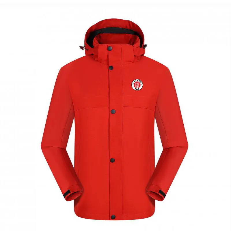 FC St. Pauli Chaqueta para hombre Chaqueta de viaje de ocio Chaqueta de montañismo al aire libre Chaqueta impermeable para deportes cálidos para excursiones de primavera Hombres y mujeres