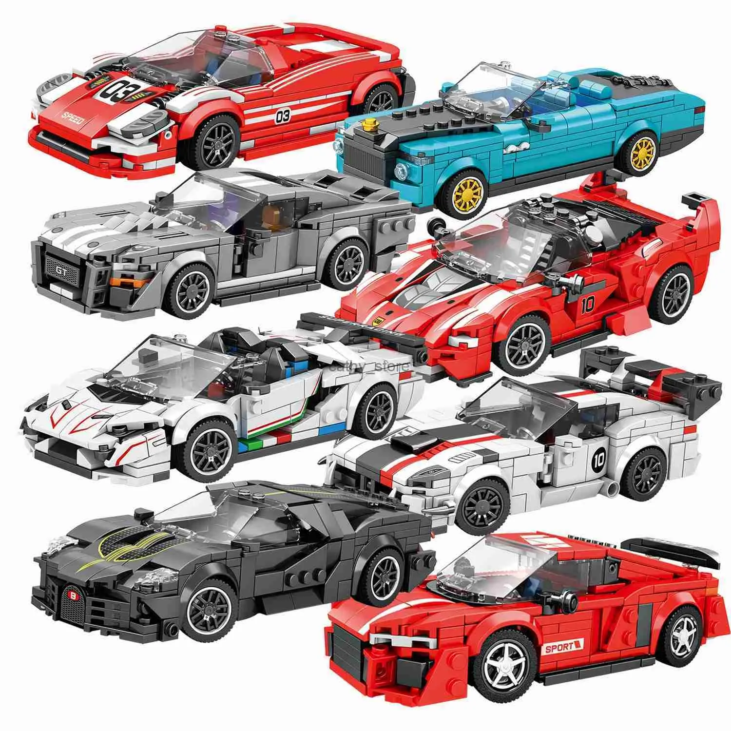 Blocks bilserie byggstenar modell sätter sport racing hastighet mästare diy pedagogiska tegel leksaker pojkar barn vuxna julklapparl231223