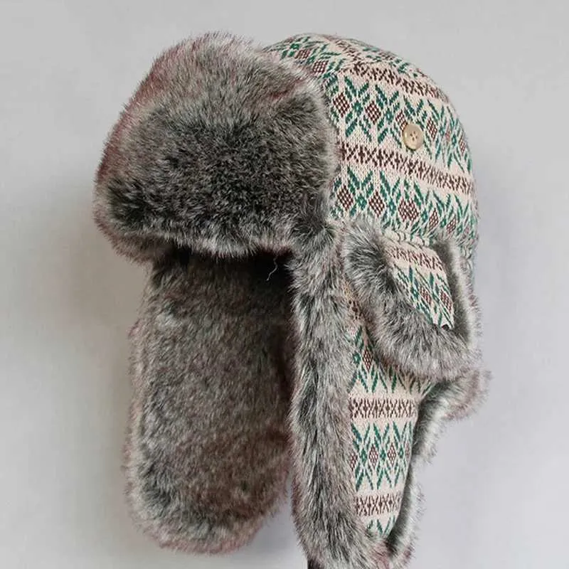 Berretti/berretti di cranio inverno bombardiere russo cappello da donna da uomo con berretti di neve con lembo dell'orecchio un cappello Unshanka J231223