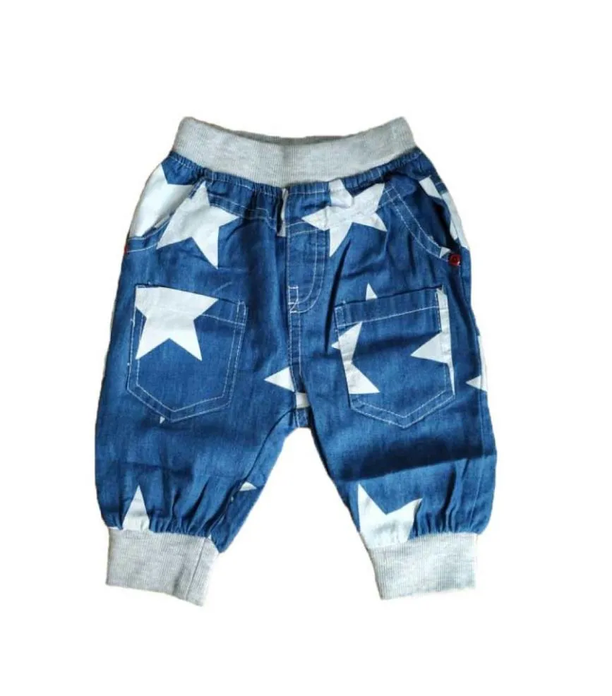 Enfants élastique taille harem pantalon du genou coton étoile imprimé denim pant