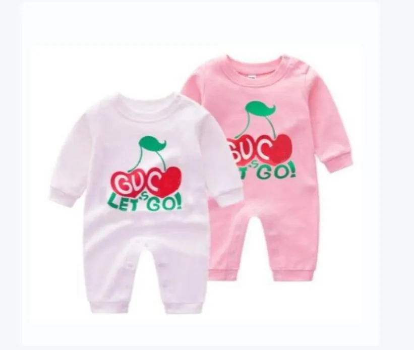 Meninas de meninos da marca Rompers Spring Autumn Newatbon Leaves Letras Impresso Macacões Cotton Cotton Cotddler Manga longa Romper infantil Ones8102341