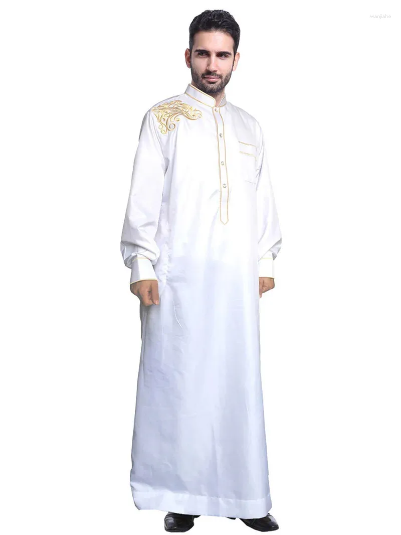 Roupas étnicas Tradicional Homens Muçulmanos Jubba Thobe Islam Ramadan Abaya Thawb Longo Robe Saudita Musulmane Caftan Jubah Dubai Vestido Árabe