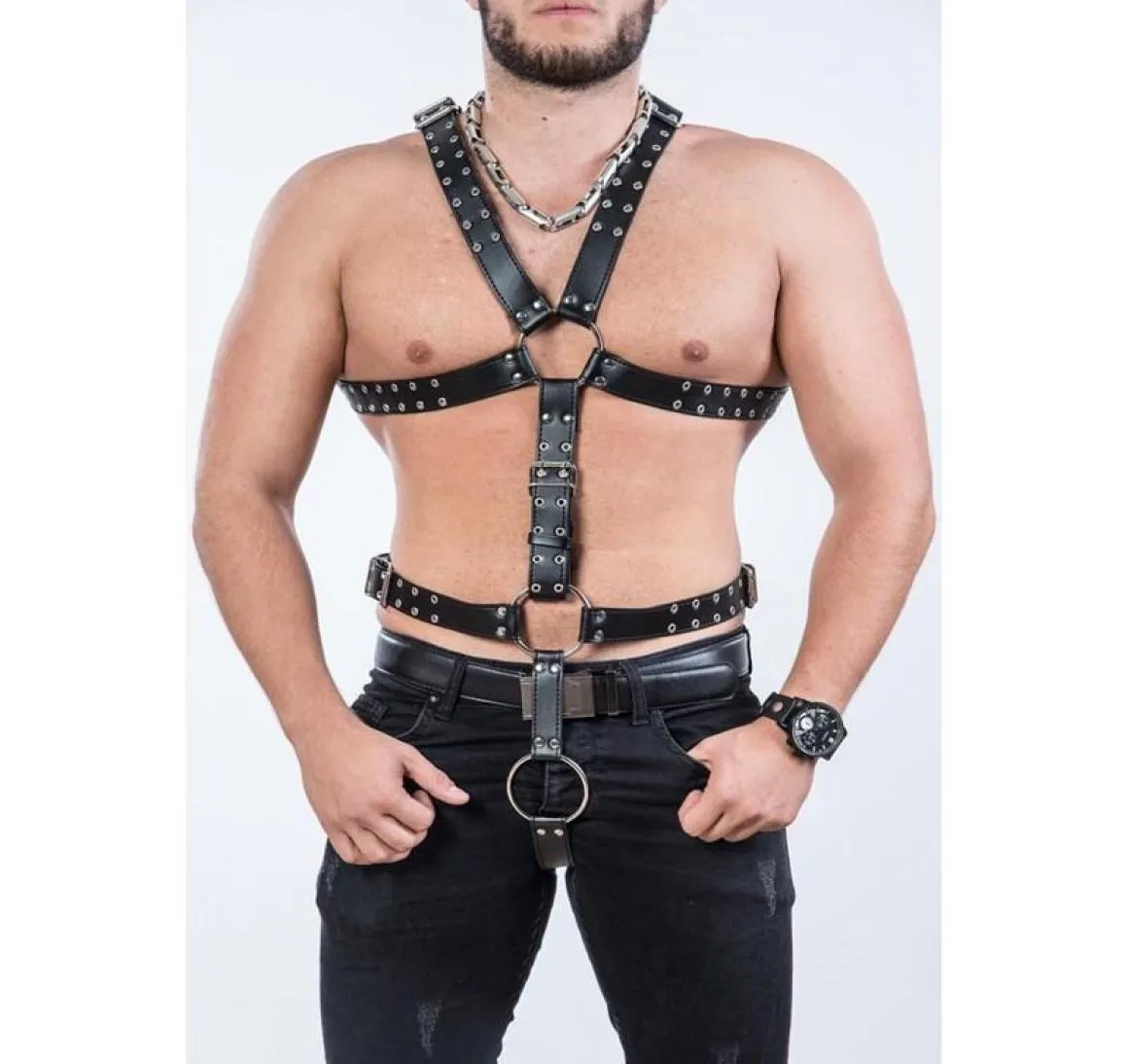 Bras Sets Gay Body Bondage Harness PU Leather Full Men Sex Clothes Male  Shoulder Chest Belts Fetish TanksBras2949691 From 18,15 €