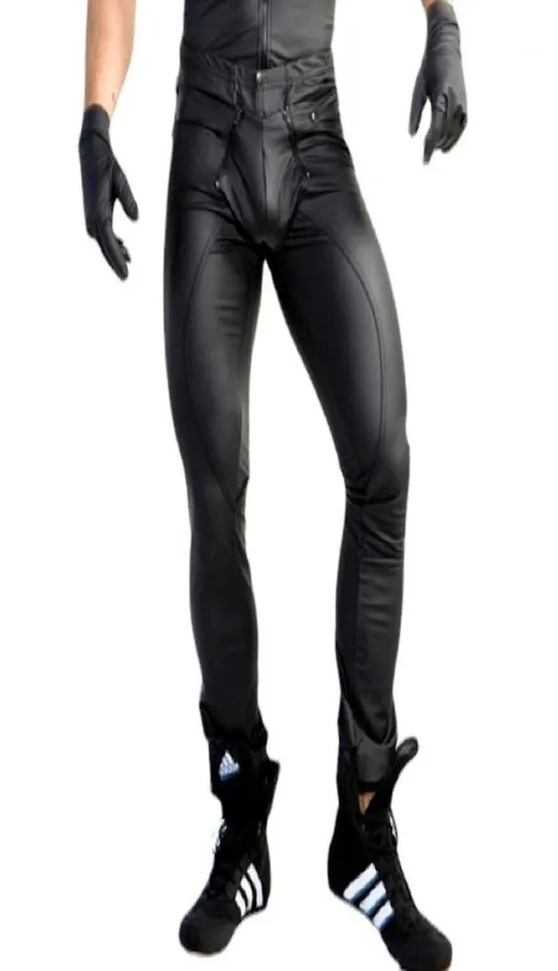 Men039S broek Sexy Men Faux Leather Zipper Open Crotch Erotische latex PU Night Club Bears gothic punk fetish Wear1947618