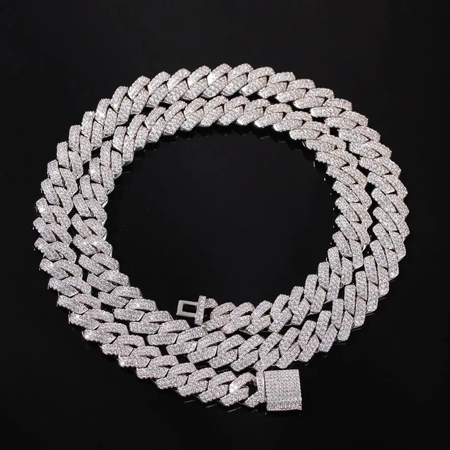 13mm Straight Edge Cuban Chain Micro Pave Cubic Zircon Mixed Luxury Bling Full Iced Out Hip hop Jewelry2302