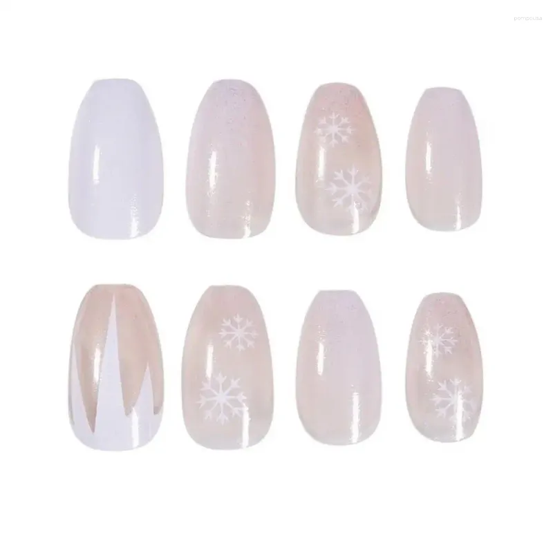 Valse nagels waterdichte nep herbruikbare sneeuwvlokpatroon druk op voor doe -het -zelf manicure glanzende glanzende harde nagel art decoratie sets