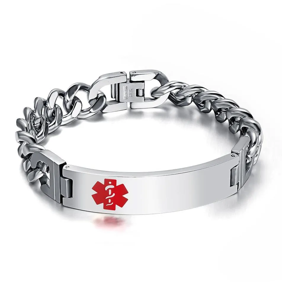 Cadeaux de style de fête pour hommes fantasitiques Fantasitique 40g poids en acier inoxydable ID d'identification Bracelet Curb Chain 12452