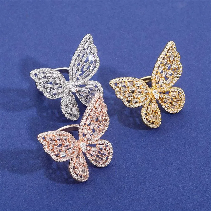 Pierścionki zaręczynowe dla kobiet luksusowy projektant Pierścień ślubny biżuteria mrożona w Diamond Butterfly Bijoux de Createurs de Luxe femmes2994