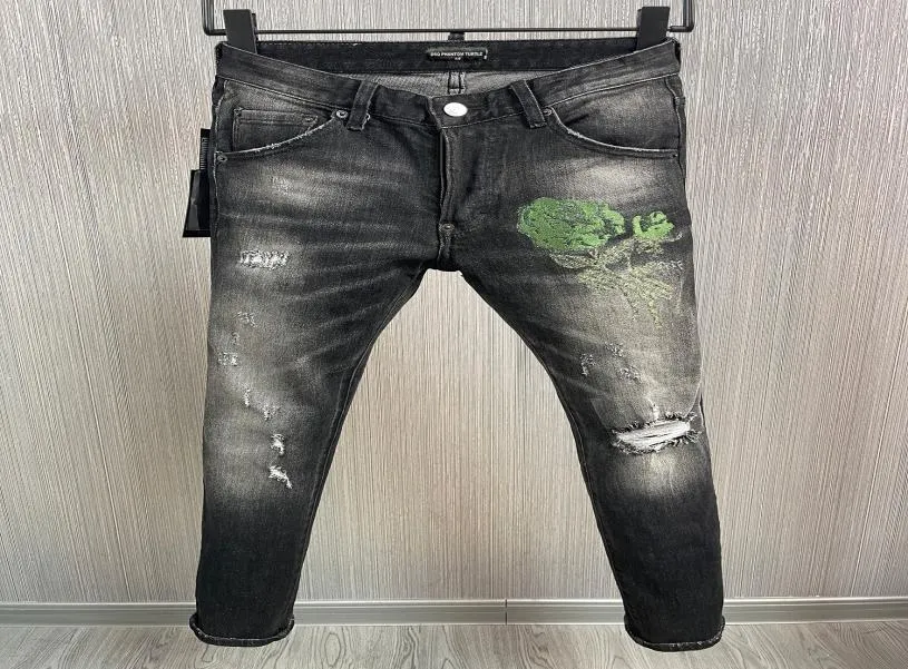 Phantom Turtle Jeans Men Jeans Mens Luxury Designeans Skinny Ruped Cool Guy Decal Hole Denim Fash