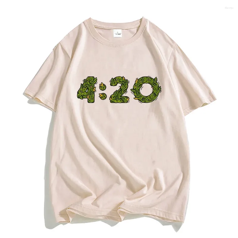 Męskie koszule 4:20 Time Graphic Printing Tee-Shirt Botton Men/Women T-shirt Krótkie rękawie Męskie Summer