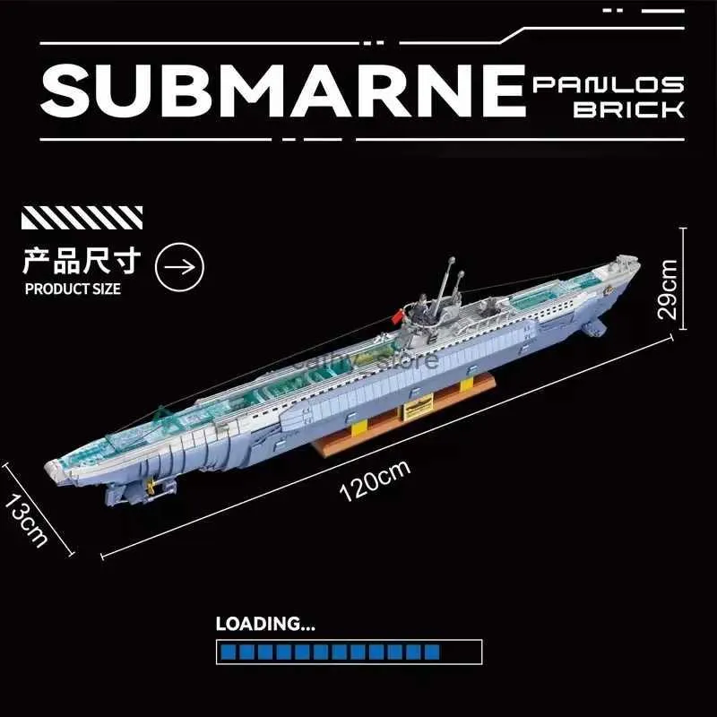 Blocks MOC Building Blocks VIIC U-552 Submarine Boat Model Military Series DIY Bricks Birthday Present Ship Collection Assemble ToysL231223