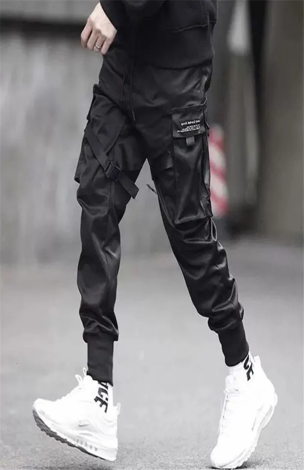 Mężczyzn Bilk Block Black Pocket Spodnie 2019 harem joggers harajukunpant hip hop spodnie czarne ulicy taniec taniec 7579078