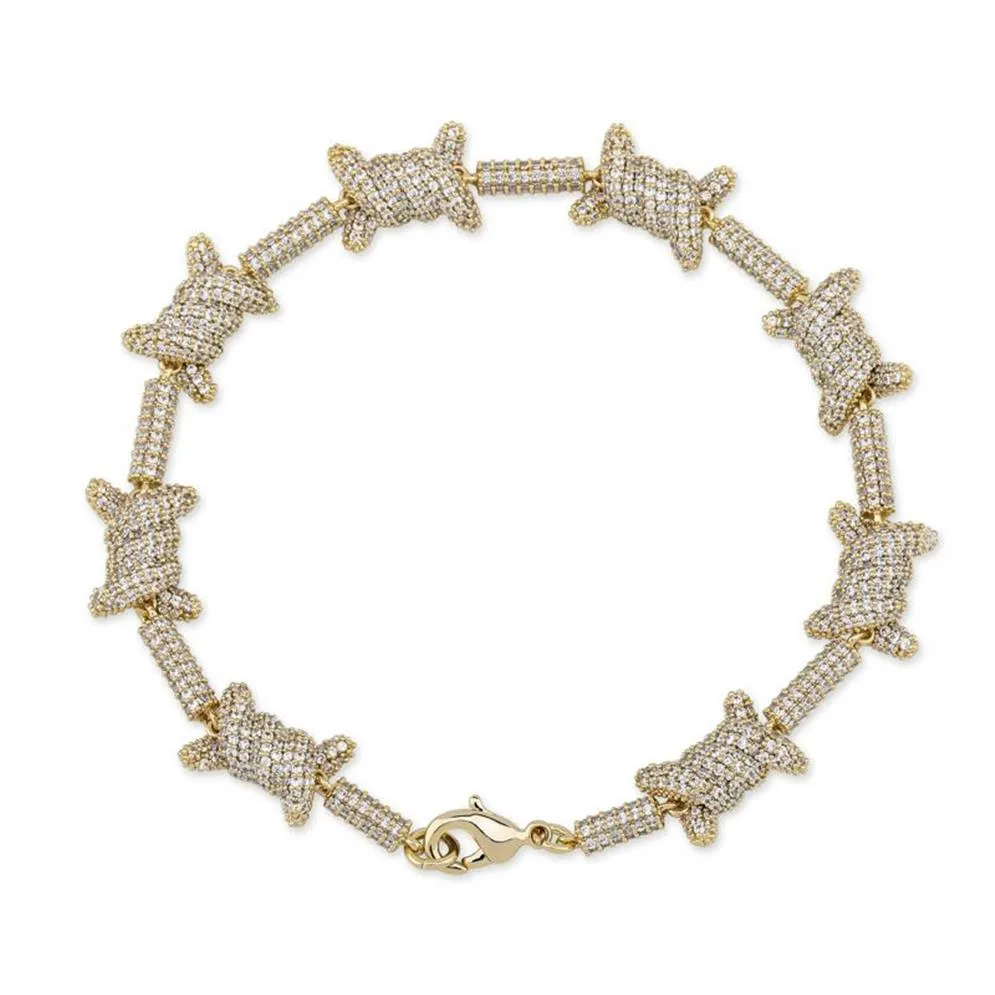 Style Bracelet de fil européen Personnalité Cubaine Chaîne Cuban 18K Gol Bijoux de bijoux en zircon complet Bijoux 284p