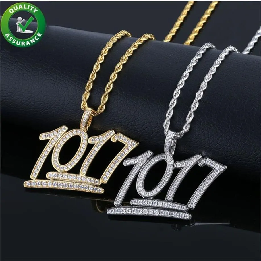 Joya de hombre Hip Hop helada 1017 Diamante Cz Diamante Cz Bling Shiny Creative Mens Cadena de oro Pendantes Collar de diseño de lujo ACCES3358