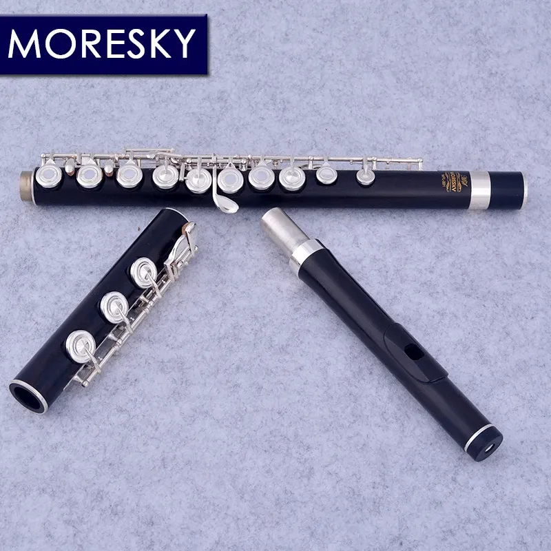 Mareski 17 dołków Ebony Fletu Otwarty otwór srebrny E Key Grenadilla Wood Professional Flute MFL-20101