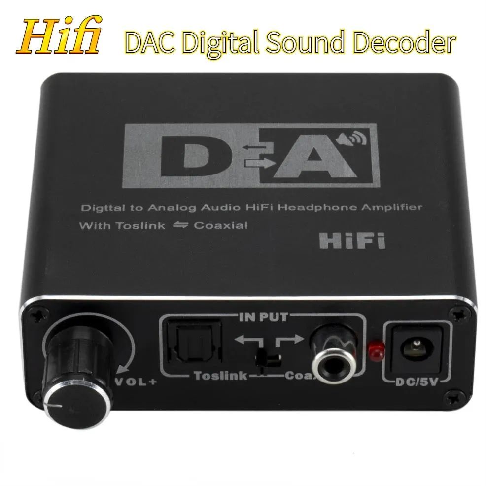 Earphones Hifi Dac Amp Digital to Analog Audio Converter Portable Rca 3.5mm Headphone Amplifier Toslink Optical Coaxial Output Dac 24bit