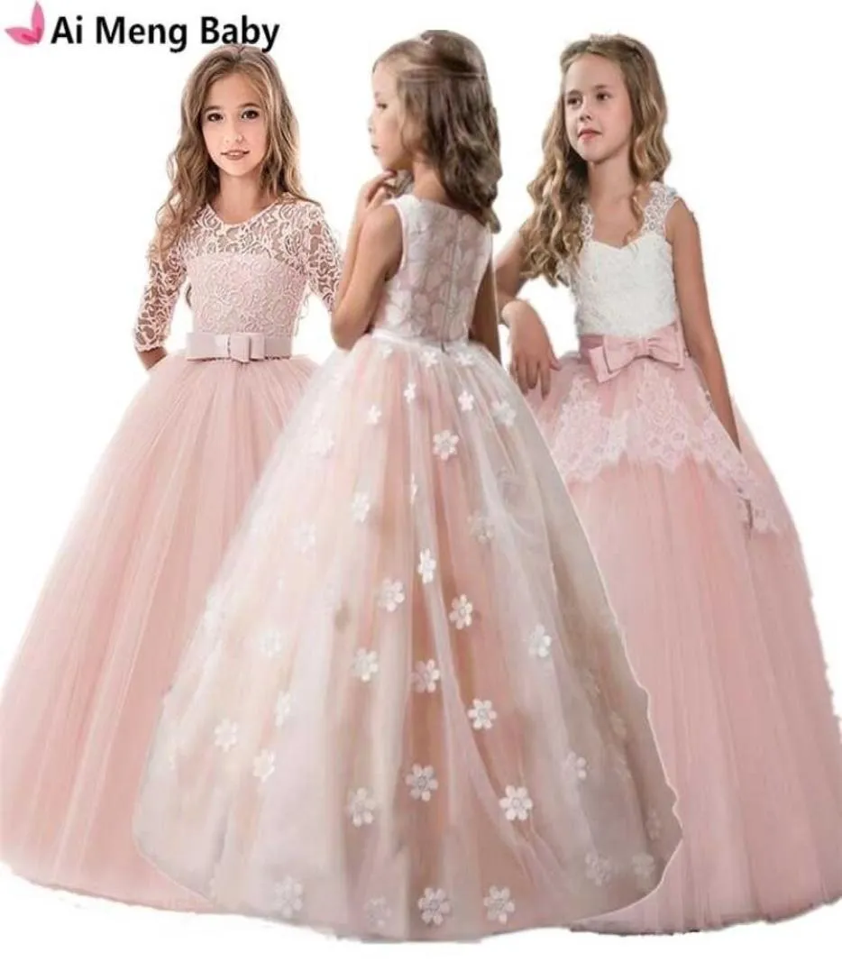 Vintage Flower Girls Robe pour les enfants de mariage Children Princess Party Pageant Long Robe Kids Robes Clothes Formes 2201104575871