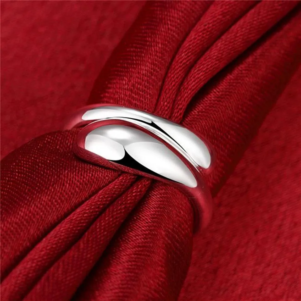 Unisexe Double Round Head Sterling Silver Plated Sings Taille DMSR012 Populaire 925 Silver Plate Ring Ring Band Anneaux 3091