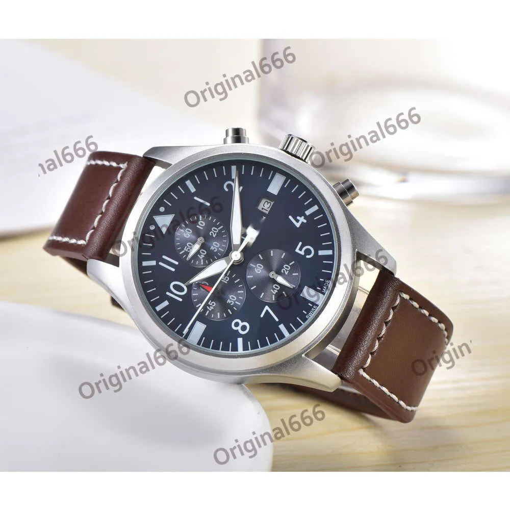 expensive menwatch iwc watch mens pilot chronograph watches all dial work high quality quartz uhren date watchmen luminor leather strap watchbox montre luxe VWTD