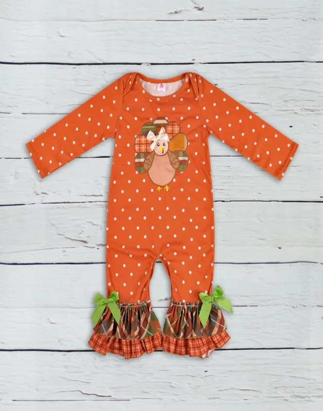 Thanksgiving Days Infant Clothing Baby Outfit Truthahn Muster Herbst Overalls Neugeborene Baumwollgirl Boutique Kleidung GPF807207 Y18101869845