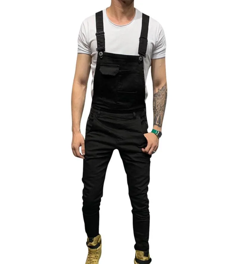 Men Jeans Skinny Long Overalls Denim Bib Workwear Fashion Denim Jumpsuit Slim Fit Jumpsuit with Pocket1471593