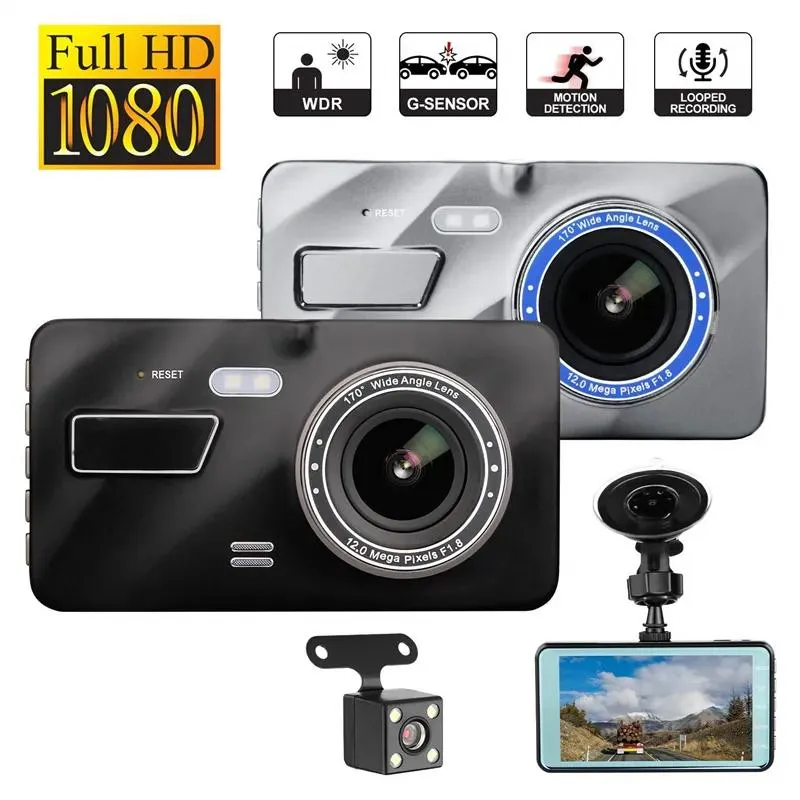 DVRS 1080p Full HD Araba DVR 2CH Araç Dash Camera Araba Kara Kutu Otomatik Kamera 170 ° Starlight Gece Görüşü WDR GSENSOR Döngü Kayıt