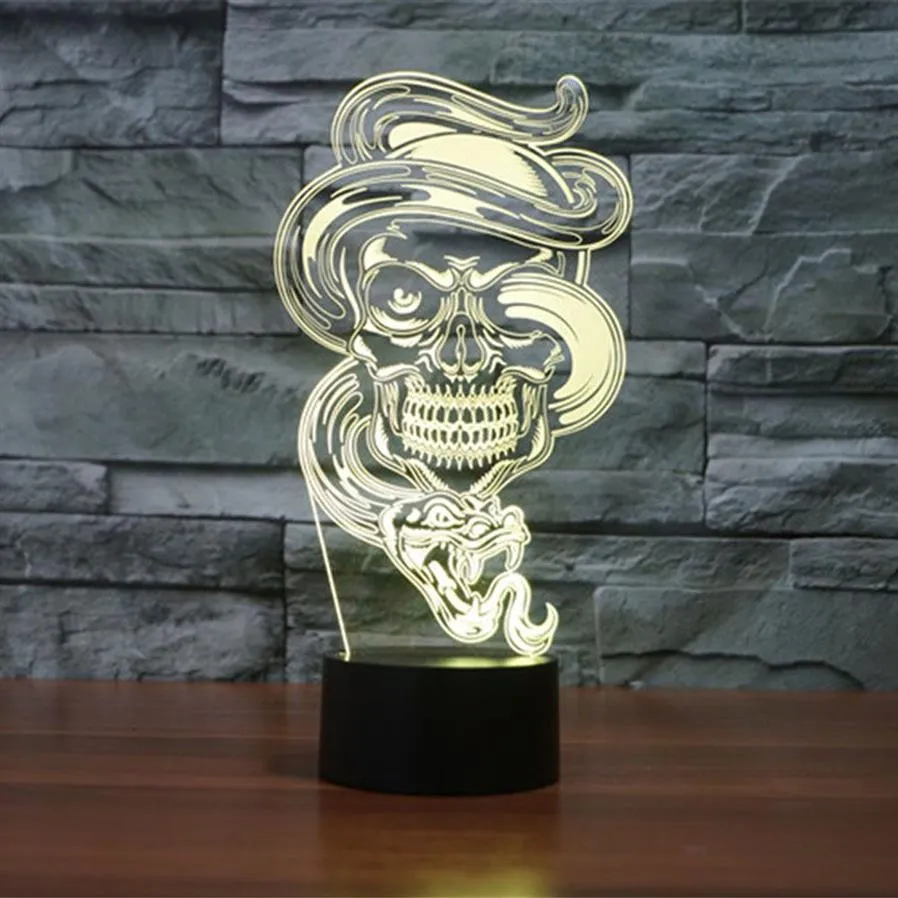 Ilusão de ótica 3D Ghost Ghost Gradientes coloridos Touch acrílico Night Light Light Ação