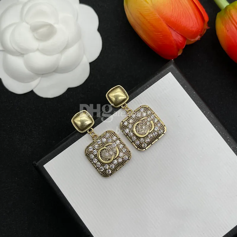 Designer Double Letter Plated Earrings Studs With Box Retro Gold Plated Earrings Charm for Valentines Birthday Day