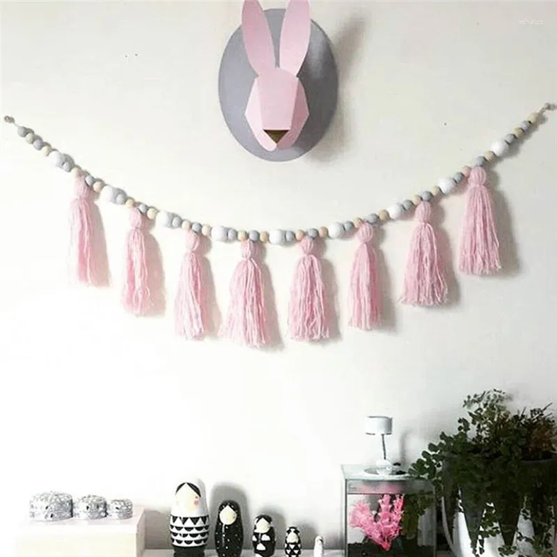 Figuras decorativas hermosas 1,5 m para niños Baby Nordic Style Wall Wathen Tassel Pearl Room en accesorios para la decoración de la guardería de regalos