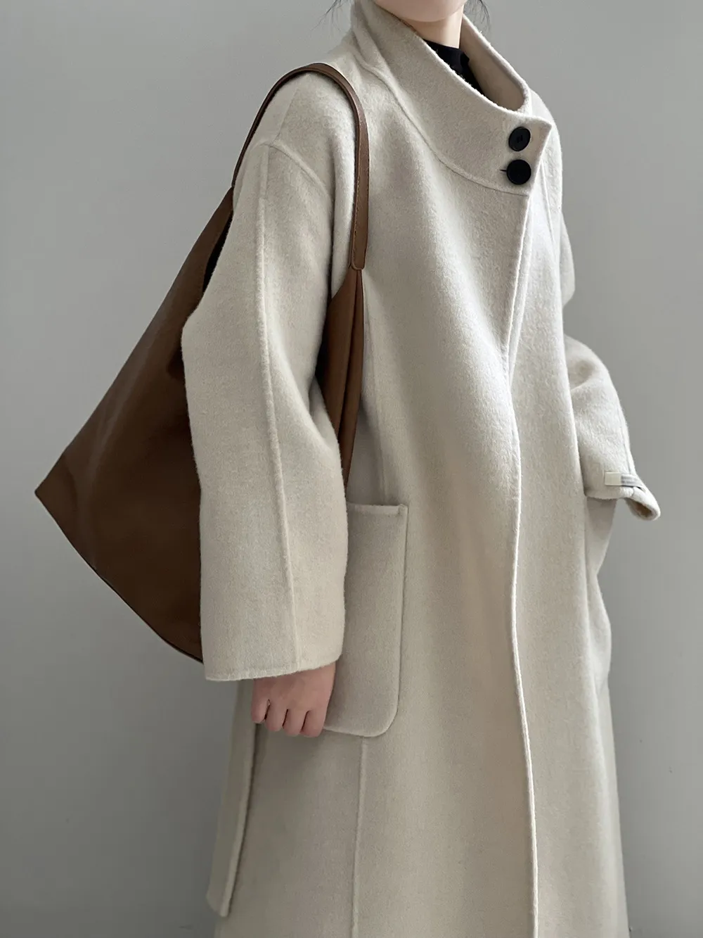 Темперамент стоящий воротник Двухстороннее шерстяное пальто для женского зимнего шерстяного пальто