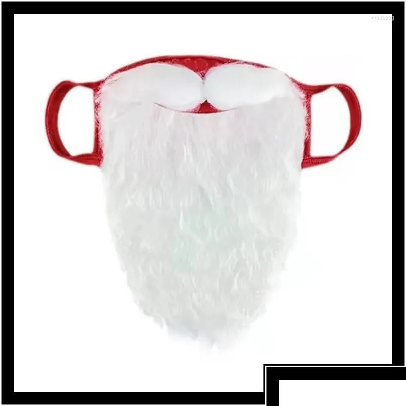 Décorations de Noël Décoration créative Santa Claus Beard Masks Adt Uni Face réutilisable pour la fête de fête de cosplay de Noël Dhhuc Dhhuc