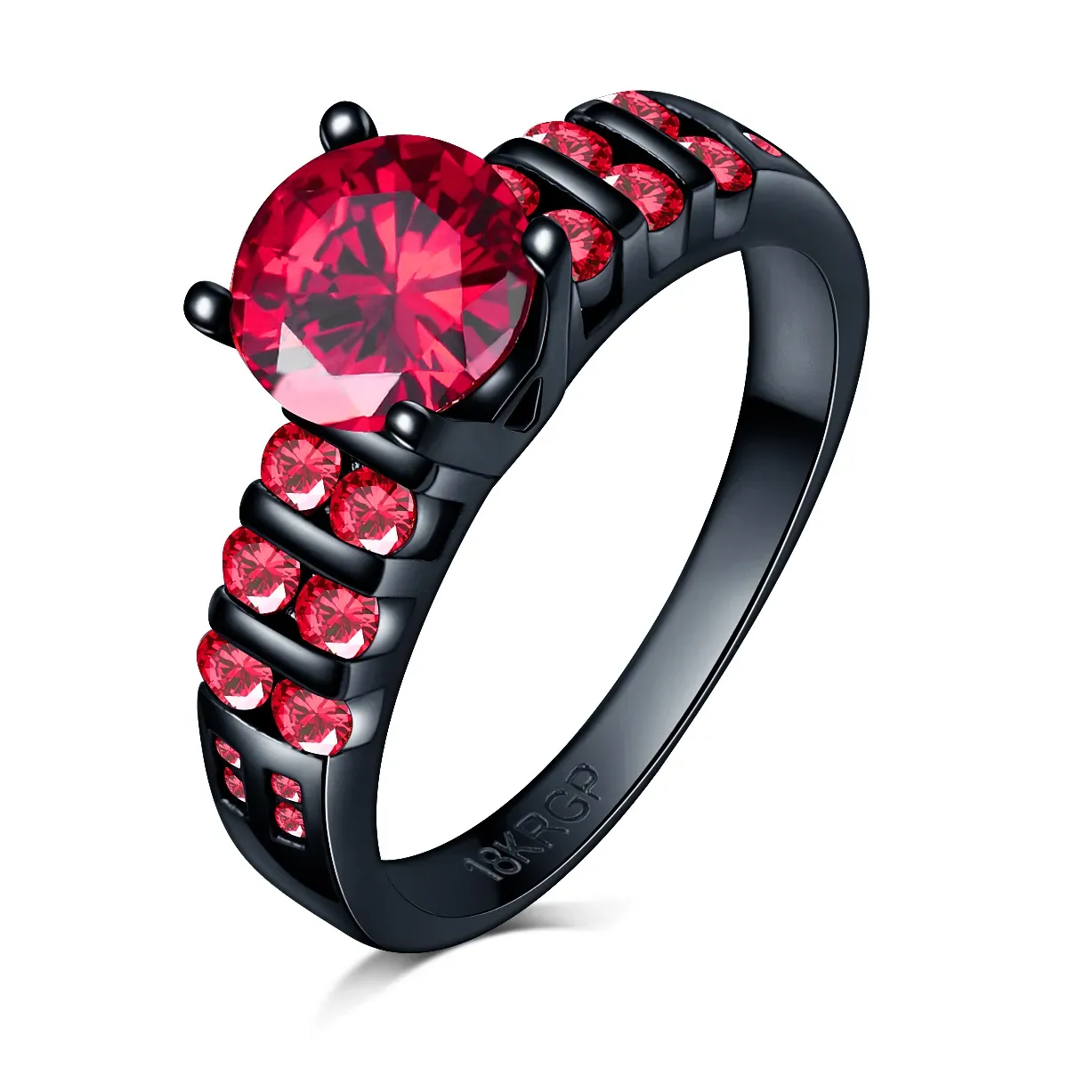 Hip Hop Fashion Luxury Design High Plase Wedding Wedding Red Rainbow Ring