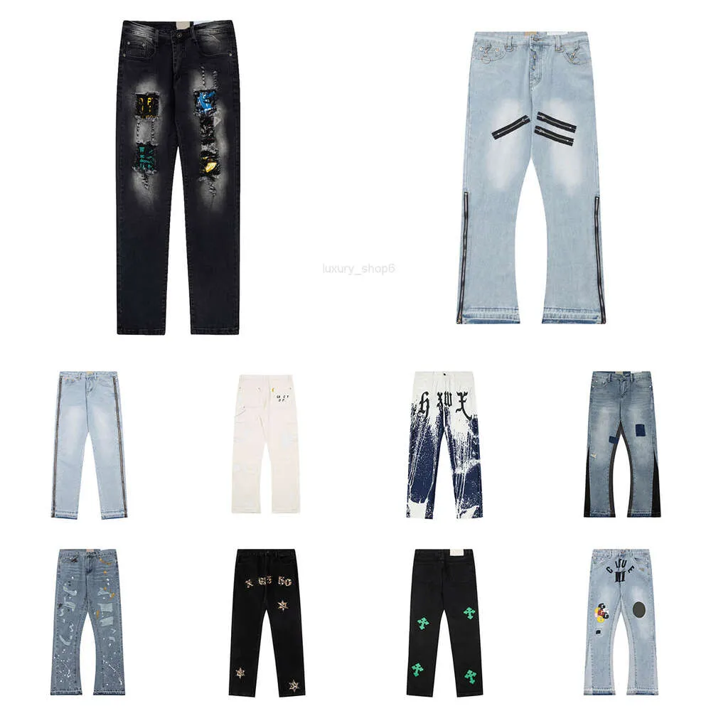 Jeans Offmens Hombres de alta calidad 40 Galerías Diseñador de pantalones delgados angustiados Motocicletas Raced Biker Denim para hombres Mujeres de lujo Jeans Jeans Stack