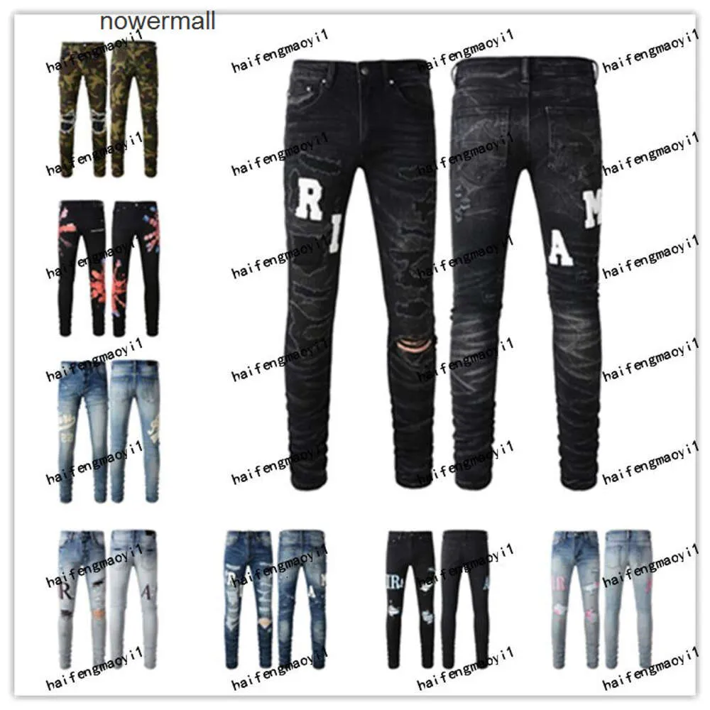 XY13 2023 NIEUWE ARVALS AMIRS MENS AM2 Luxe ontwerper Denim Amiiri Amirly Purple Jeans Holes Ambroek Amari Amirl Amirs Jean Coolguy Biker Biker Pants Man Clothing #811