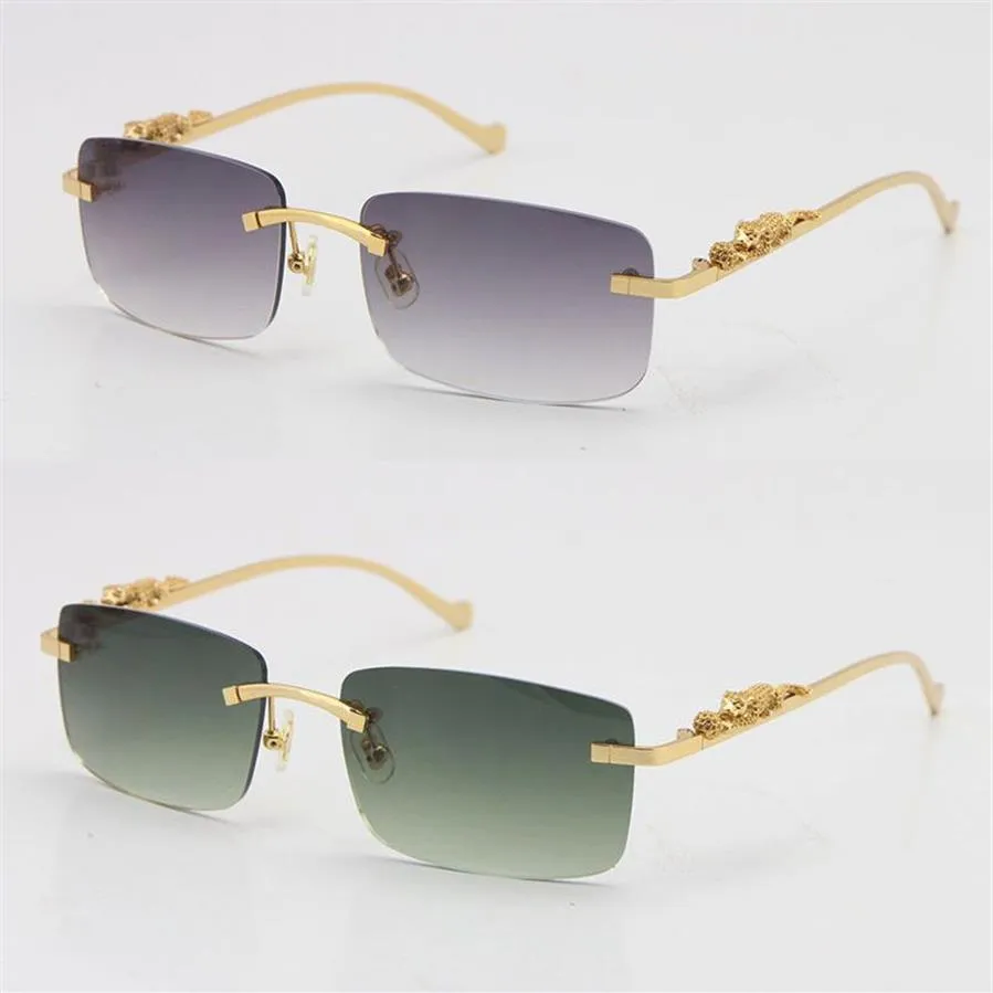 Rimless Leopard Serisi Optik Metal Sınırlı Üretim Güneş Gözlüğü Moda Yüksek Kaliteli Gözlük Unisex Paslanmaz Çelik Altın Gözlük 307u