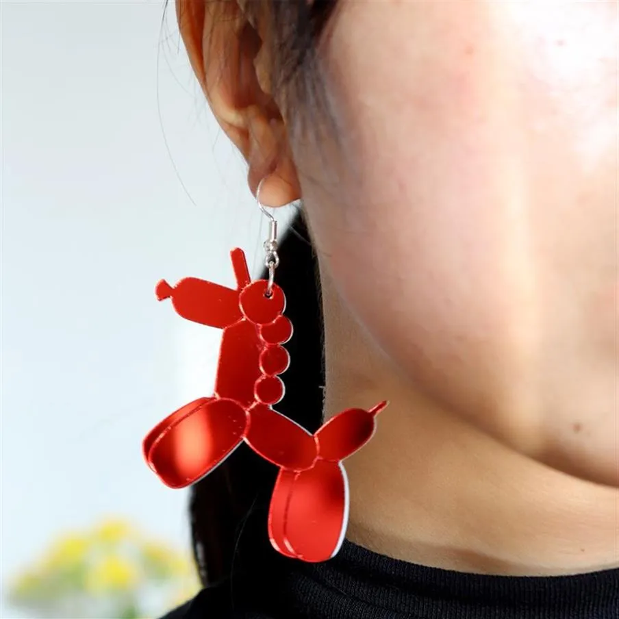 8 Colors Pony Dangle Earrings for Women Mirror Acrylic Jewelry Cute Accessories229e