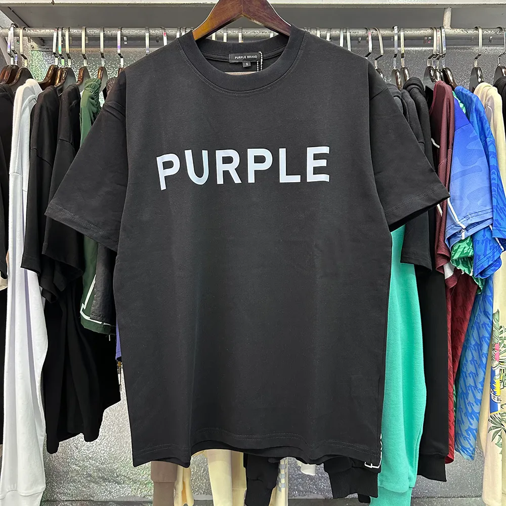 Пурпурная рубашка для рубашки Polo Mens Women Purple Fiter Designer Рубашки Tee Cotton Wash Street Pricting Print