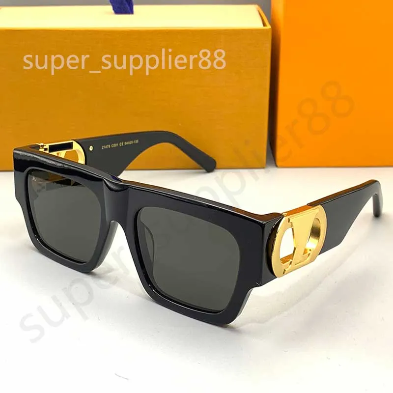 24ss Link Square Sunclasses Z1478W Fashion Designer Womens Sunglasses Black acetate frames Black lenses Gold metal hinge with logo initials Lady Square glasses