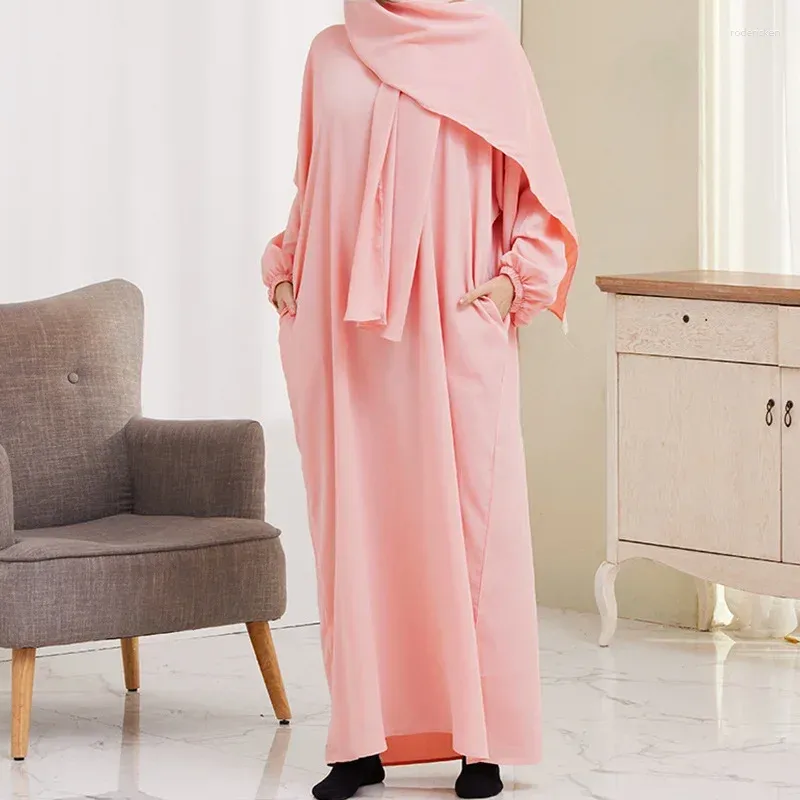 Roupas étnicas eid vestido muçulmano mulheres abaya kimono khimar hijab vestidos sólidos kaftan kebaya ramadan abayas jilbab robe longo islã