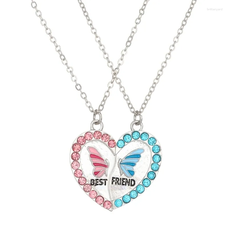 Pendant Necklaces 1 Pair Magnetic Symbolic Butterfly Charm Collarbone Chain Love Heart Neckwear Gift For Friends 124A