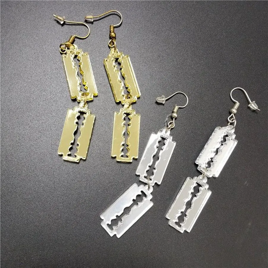 Blade Dangle Earrings for Women Mirror Gold Silver Acrylic Jewellry Girls Accessories2412