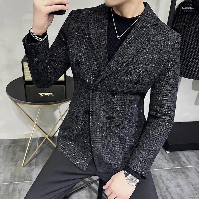 Ternos masculinos 2023 lã de alta qualidade - elegante e elegante combina com textura bonita e grossa de trespassada casual macacão jaqueta