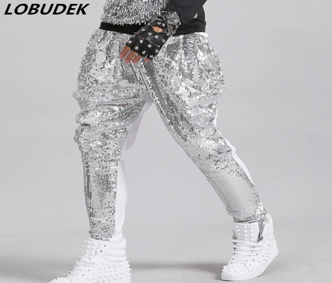 TIDE MANA SILVER PESKINS Harem Pants Bar Stage Singer Dancer Hip Hop Rock Performance Casual Loose Trousers Trouper Street Dance S8116617