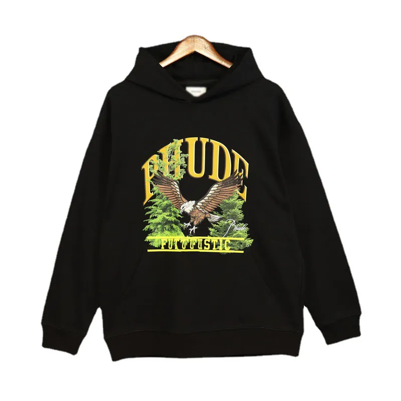 Rhude Hoodie Youth Fashion Sweat à capuche de haute qualité pour une femme mâle 1 1 Pilluche surdimensionnée de haute qualité